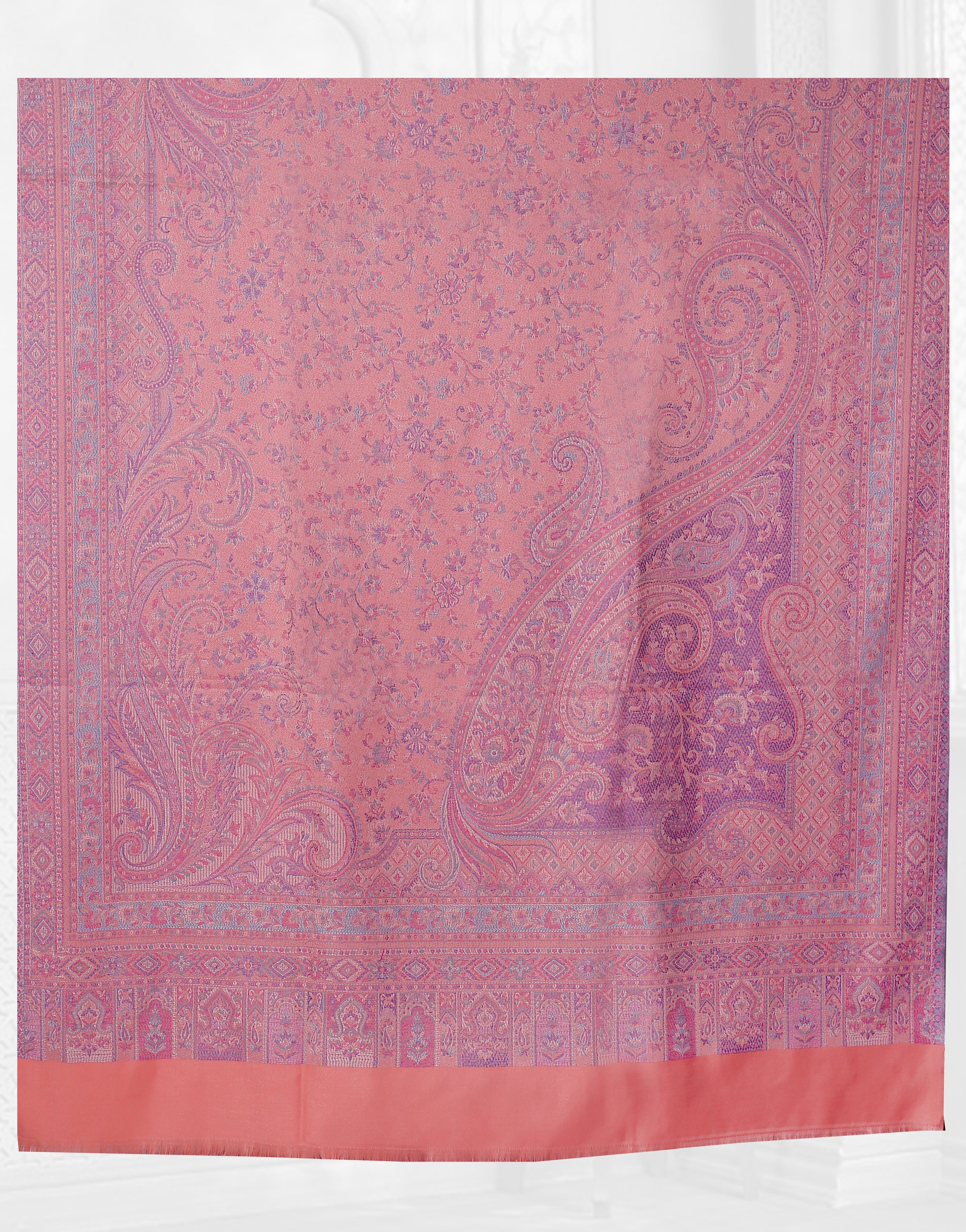 Jamawar Wool Shawl - Pink Kanni