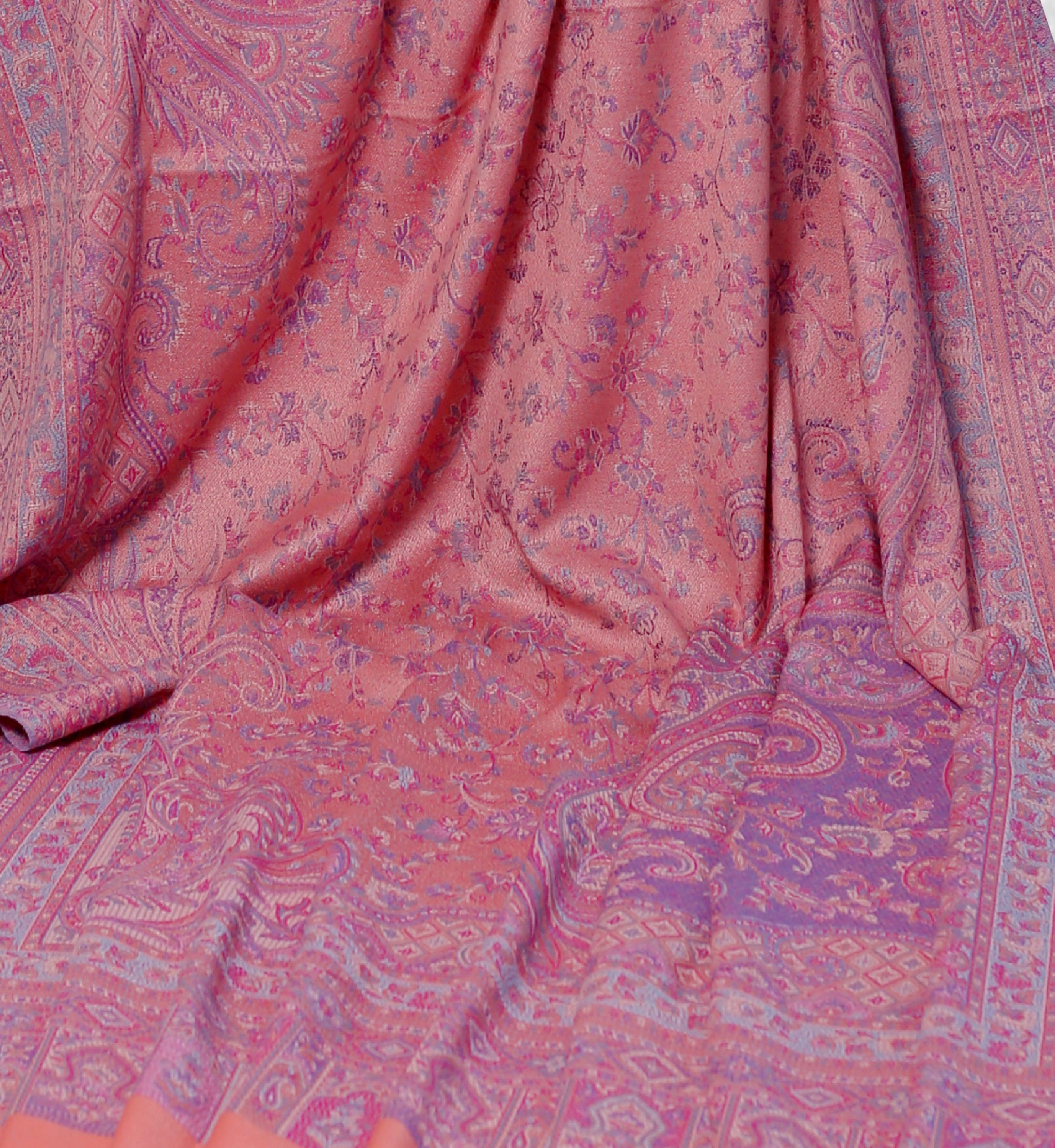 Jamawar Wool Shawl - Pink Kanni