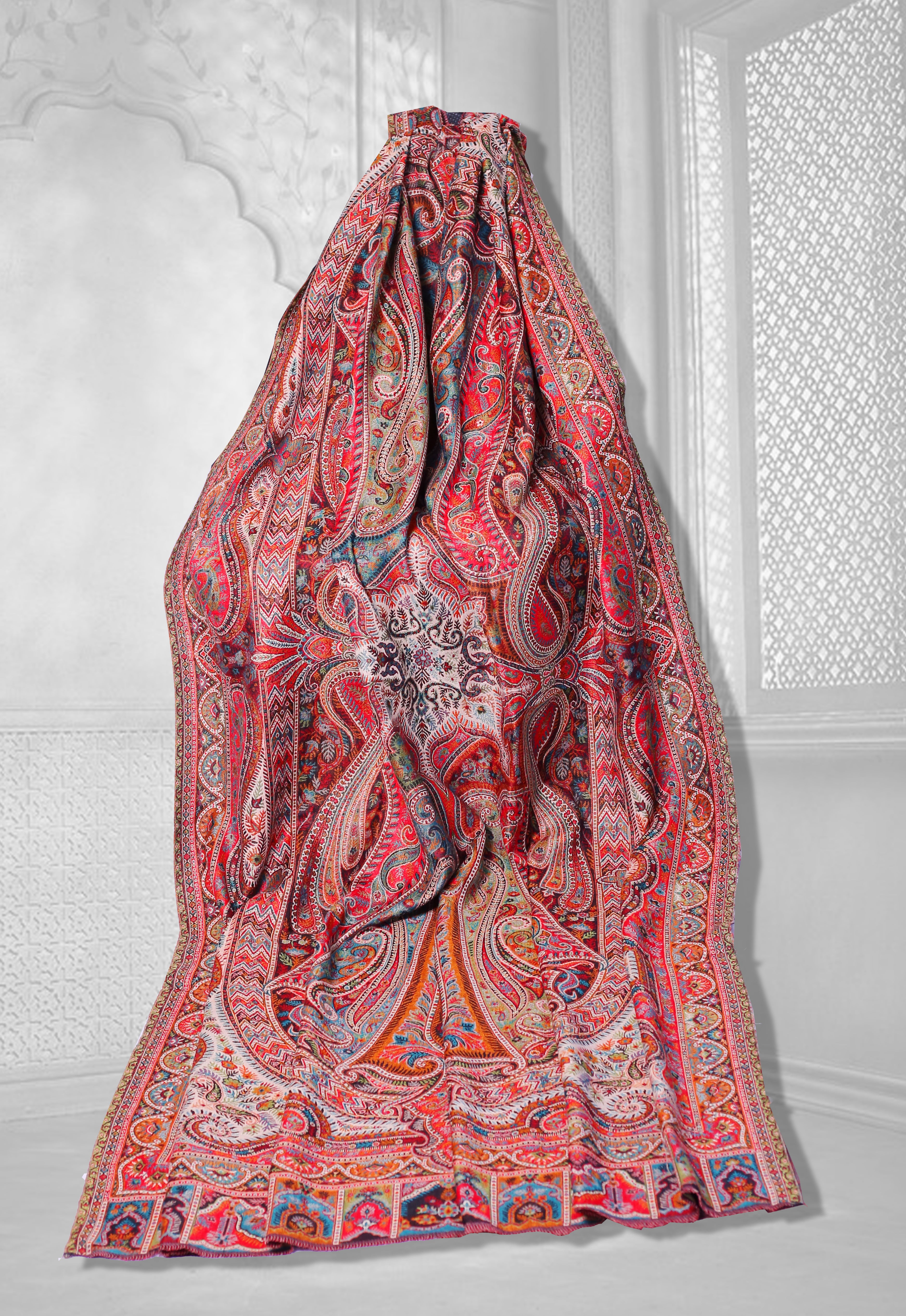 Antique Wool Shawl - Multi Kanni - Taj Posh