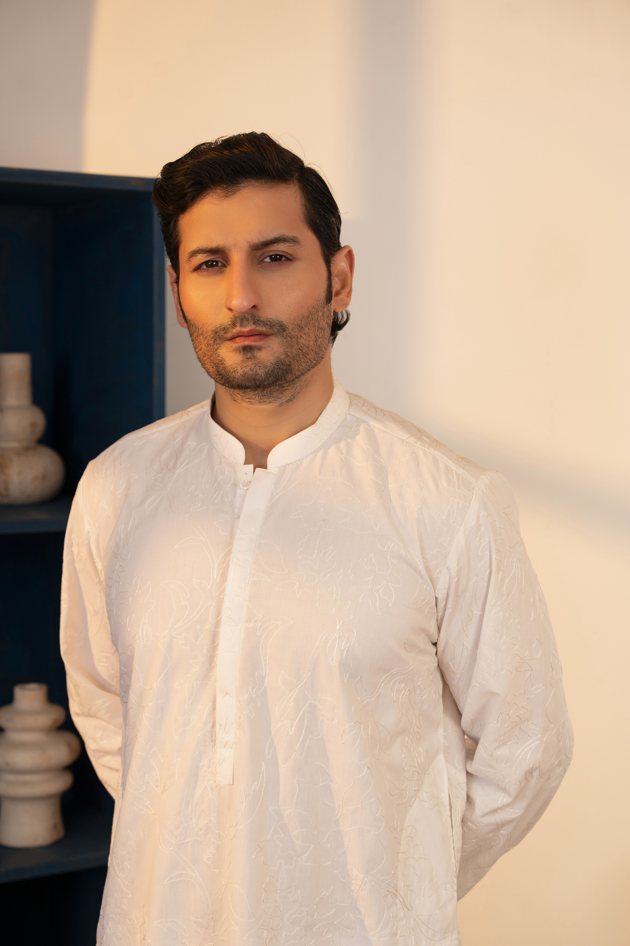 Embroidery Kurta Trouser - Milky (Floral)