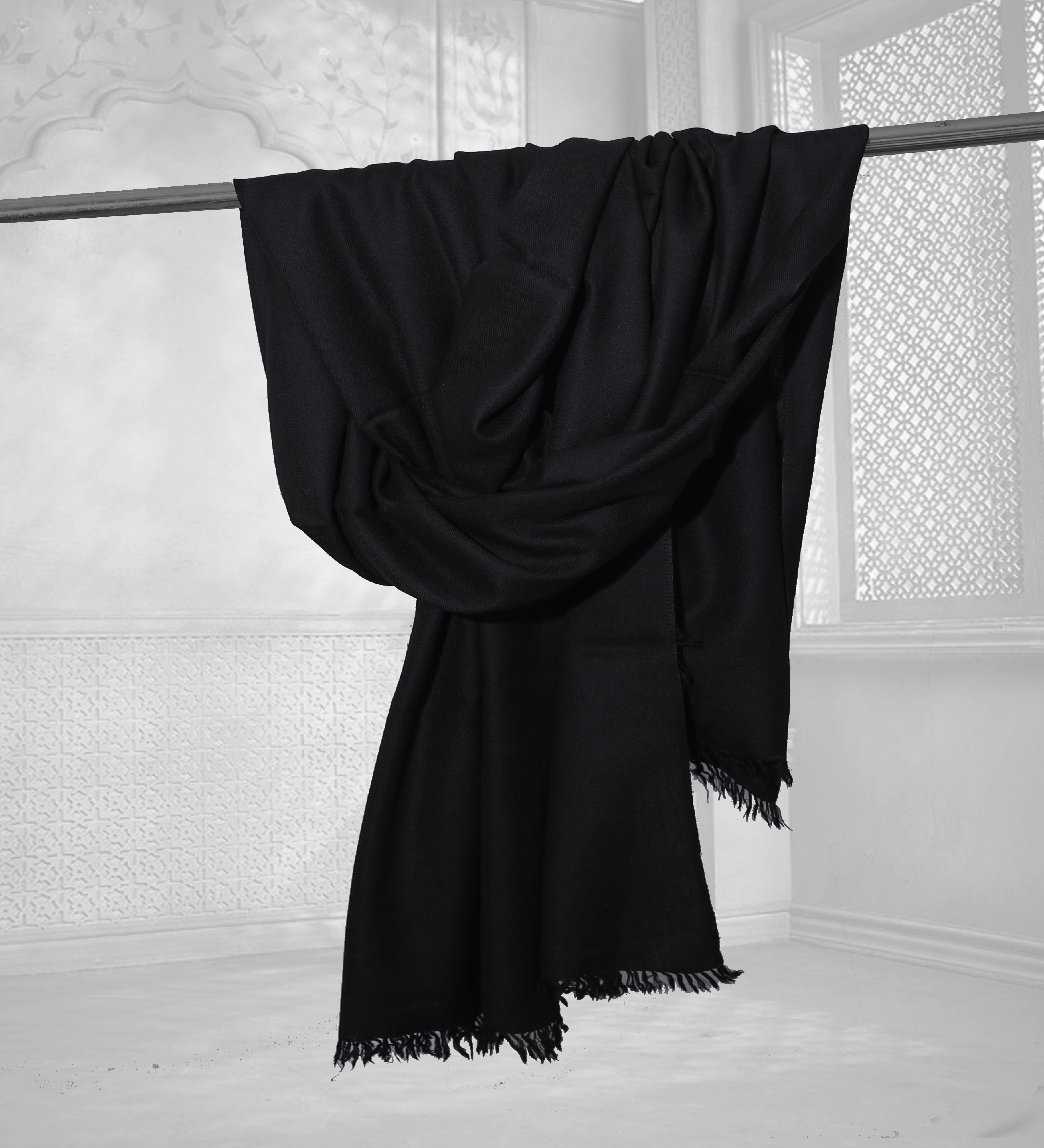 Rich Black - Pashmina Wool Shawl