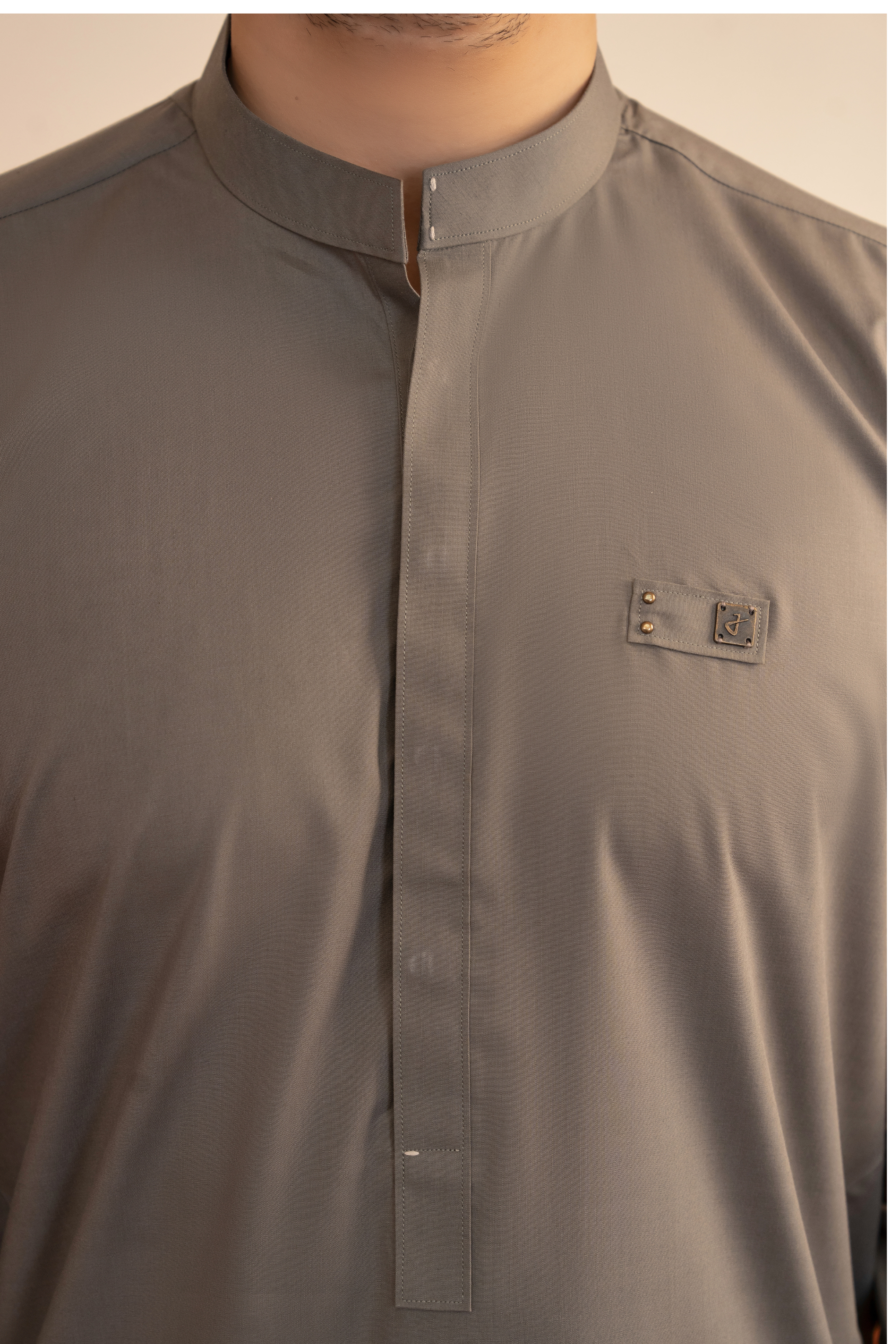 Detailed Kameez Shalwar - Grey