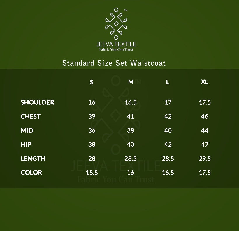 Apple Texture -  WAISTCOAT Size Chart