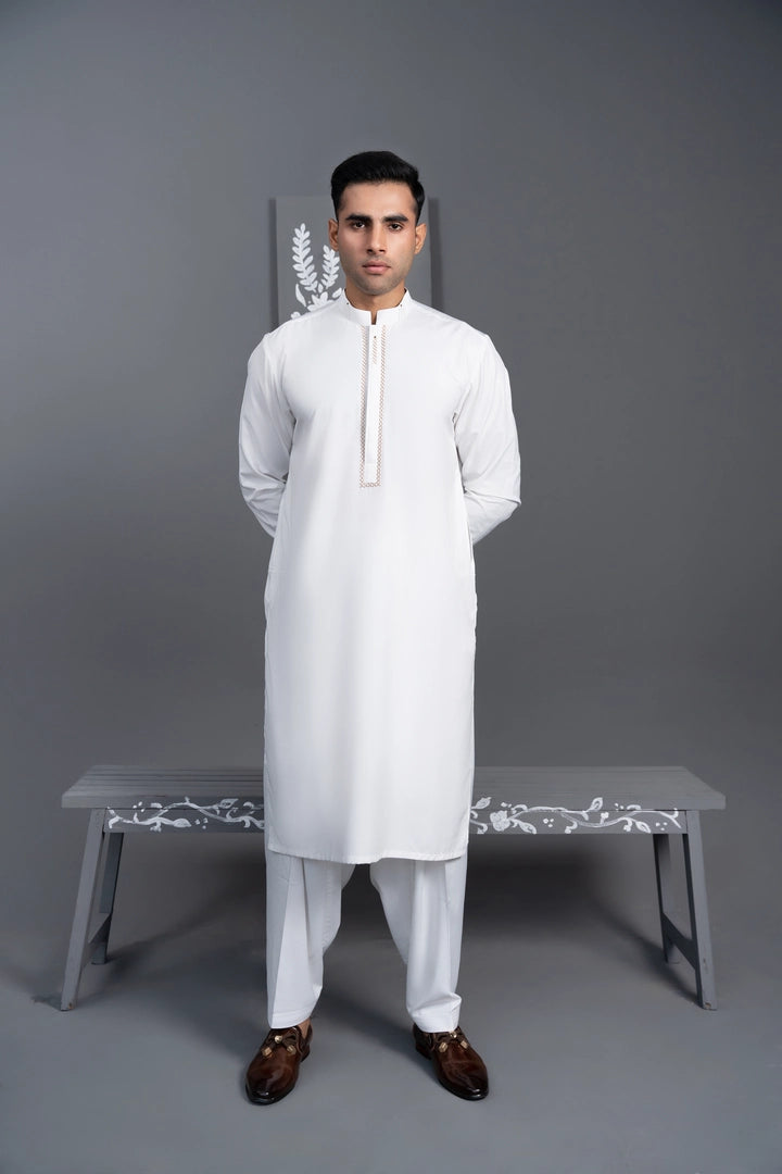 Jeeva Textile Embroidery Kameez Shalwar - Milky Boski01