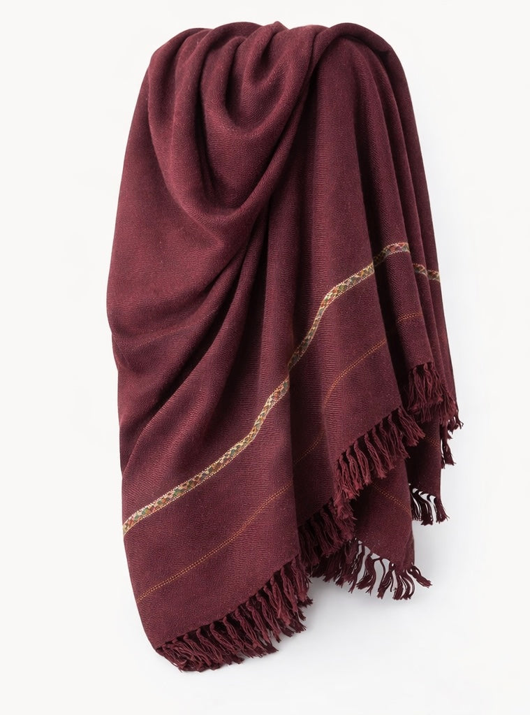 Kashmiri Pashmina –  Luxe - Red Wine
