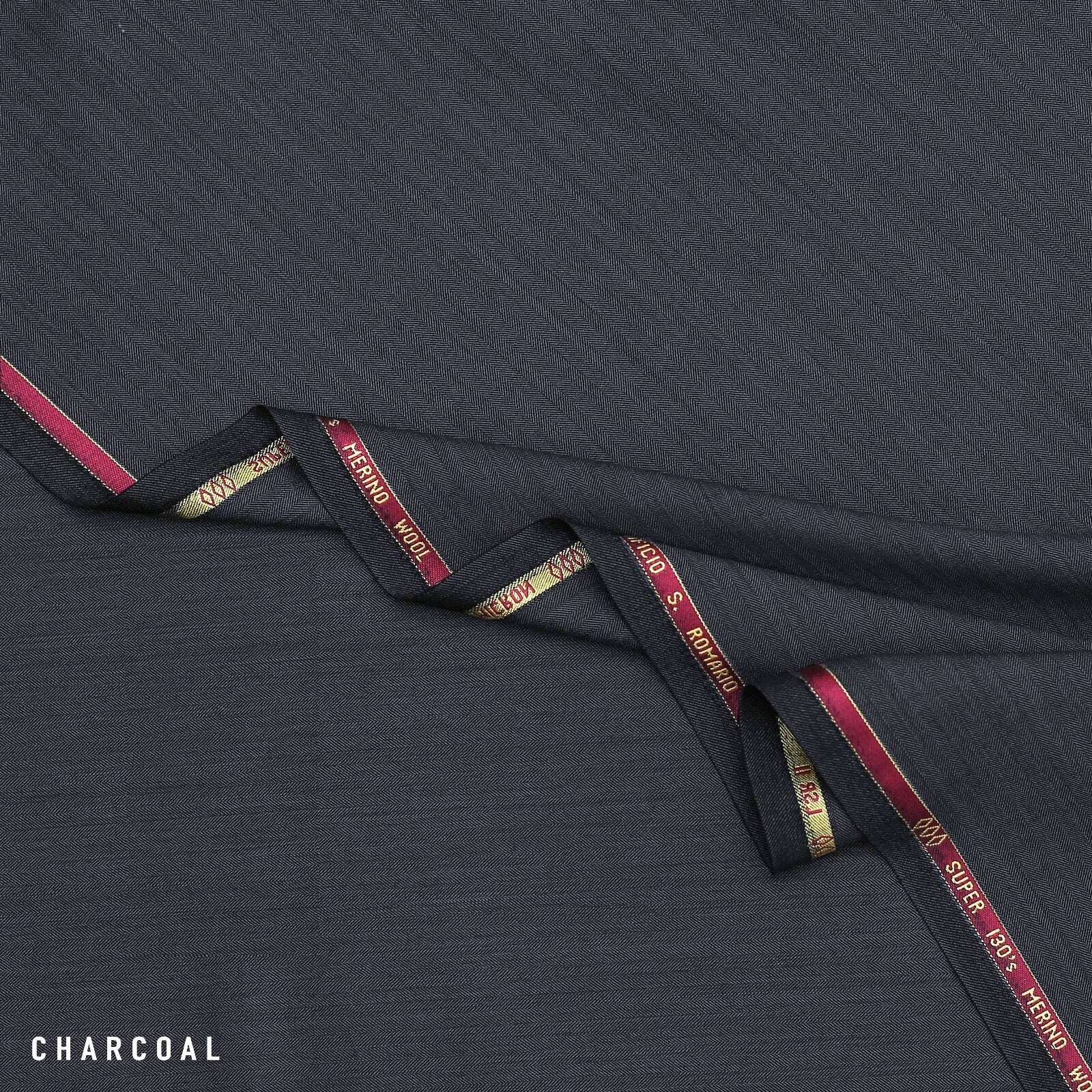 Luciano Merino Wool - Herringbone -  Charcoal Grey