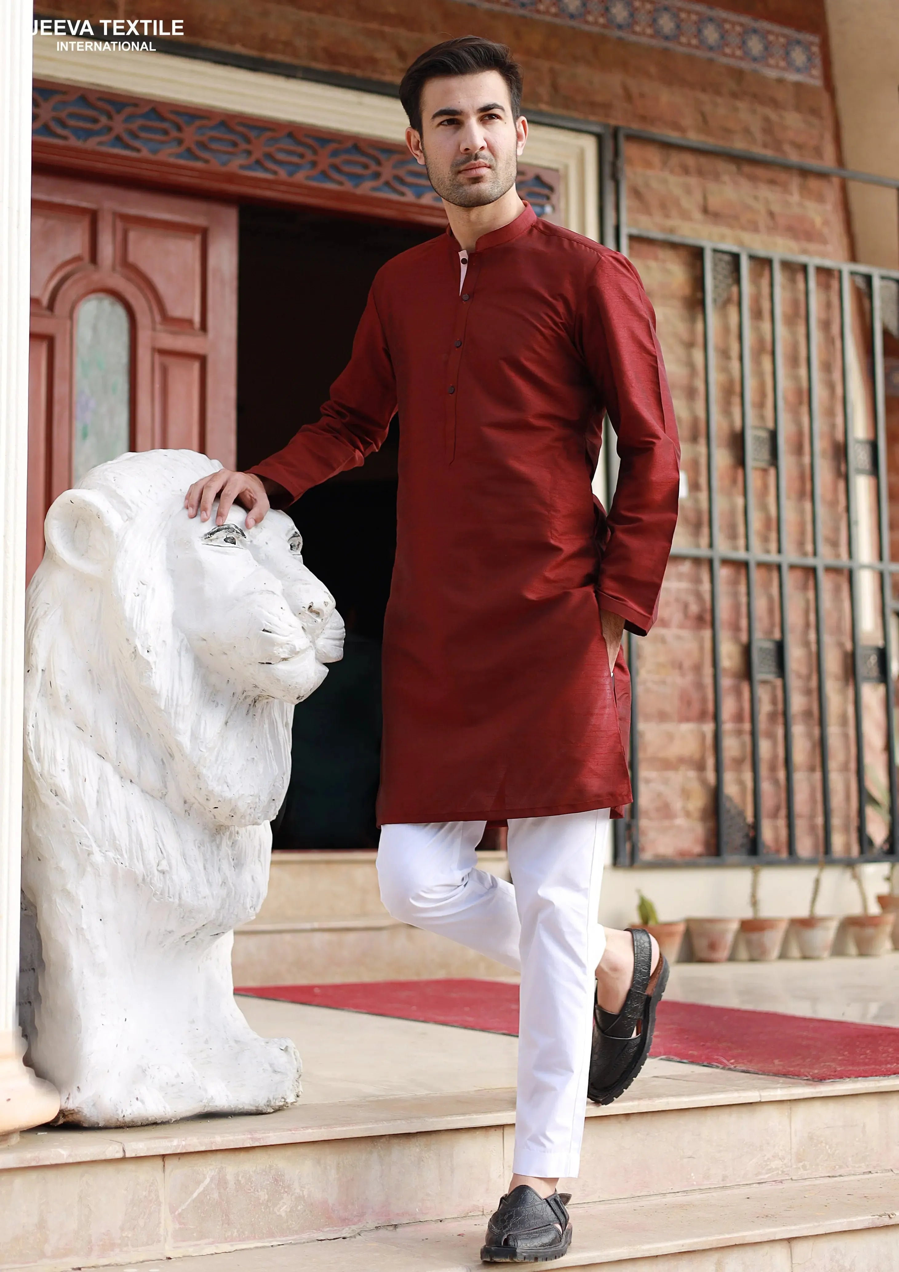 Kurta Trouser - Crimson01
