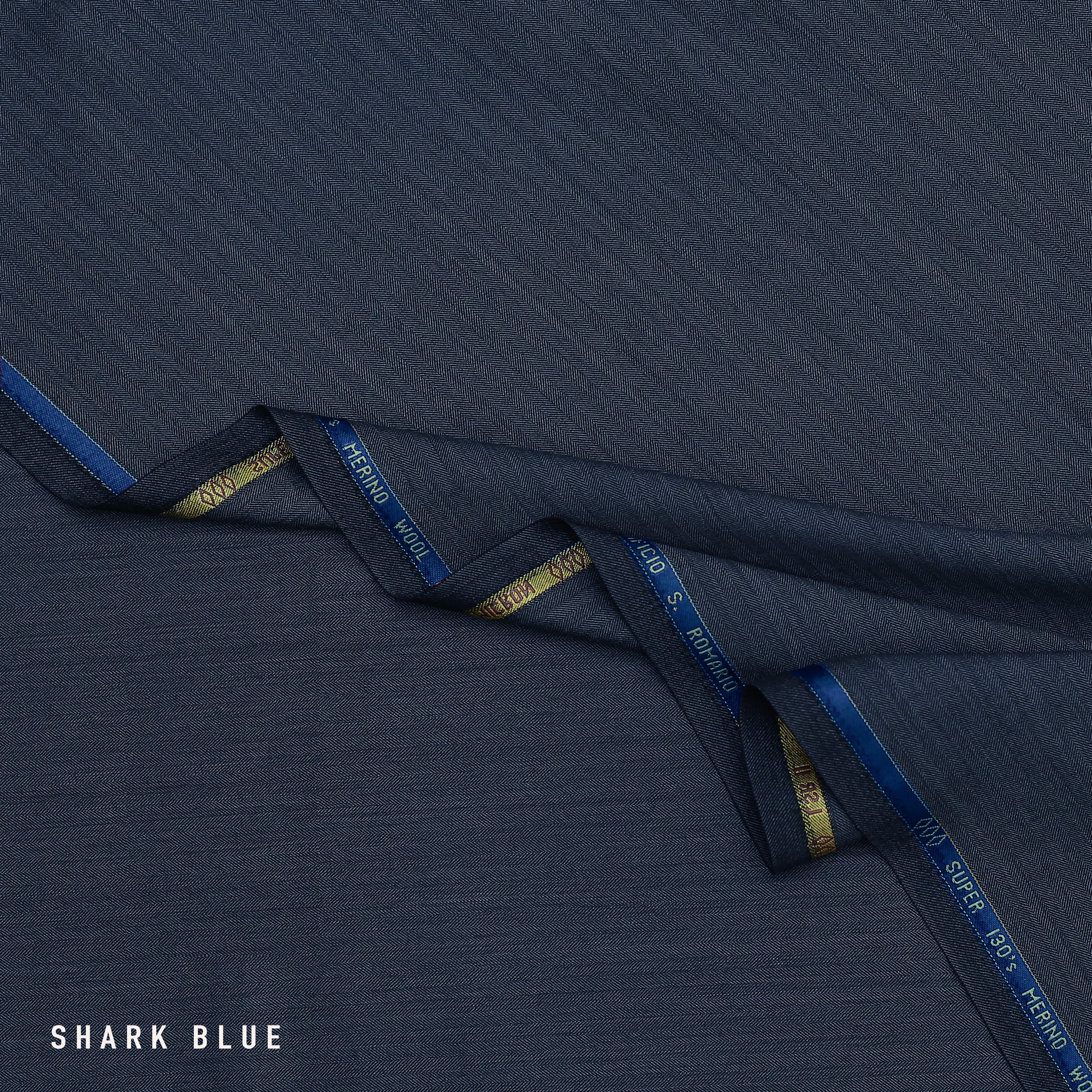 Luciano Merino Wool - Herringbone - Shark Blue