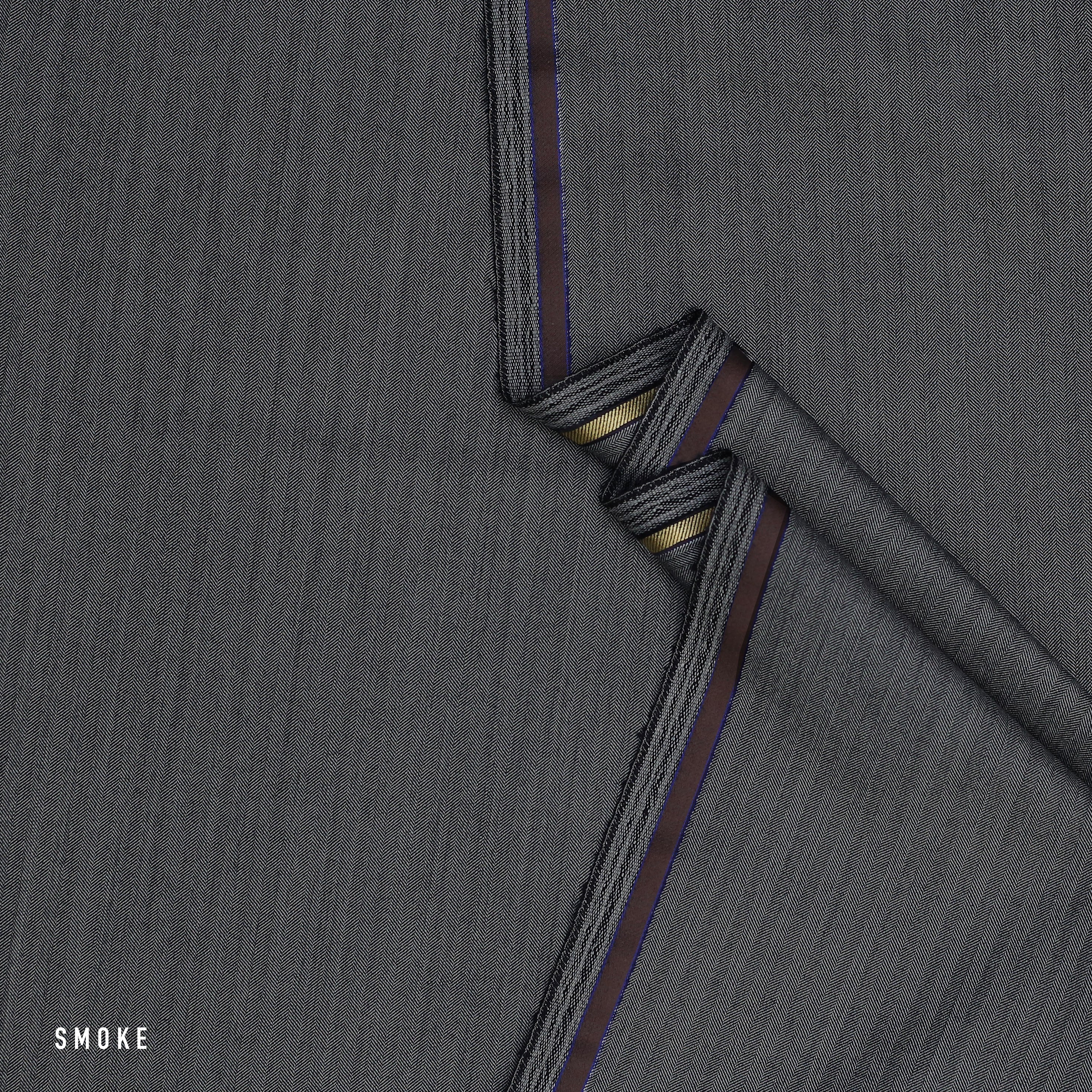 Italian Wosted Wool - Herringbone - Smoke Grey