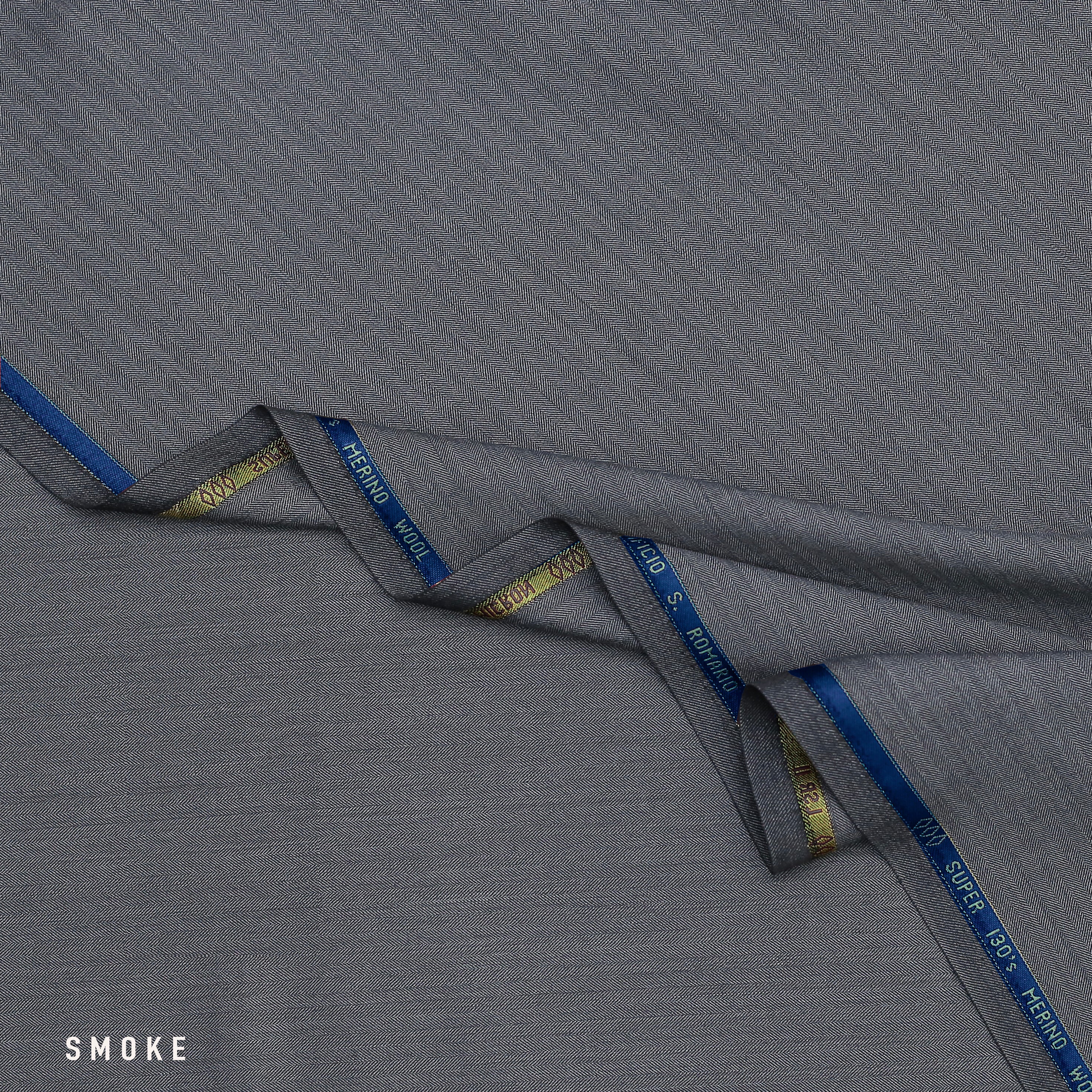 Luciano Merino Wool - Herringbone - Smoke Grey