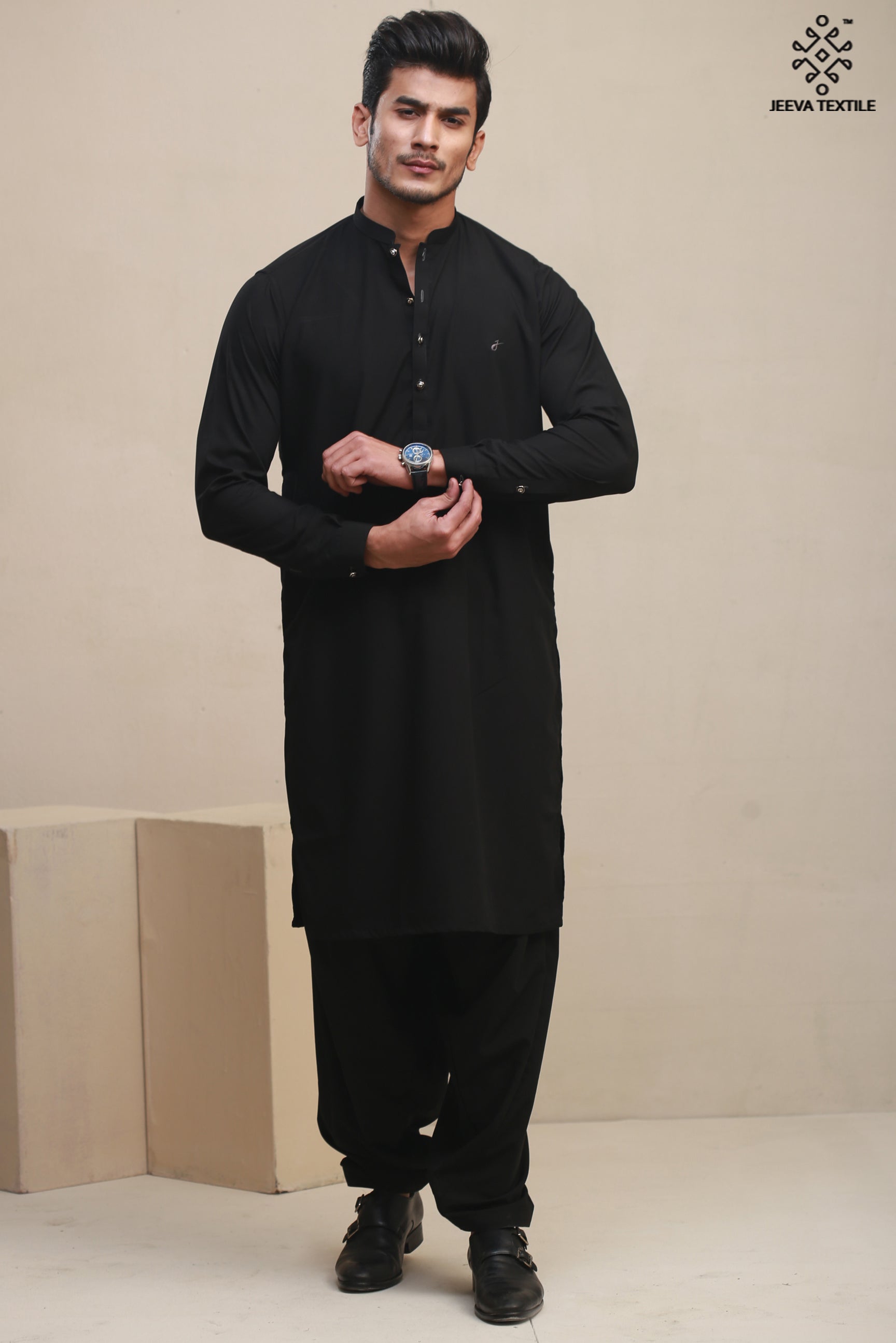 Kameez Shalwar - Black Boski01