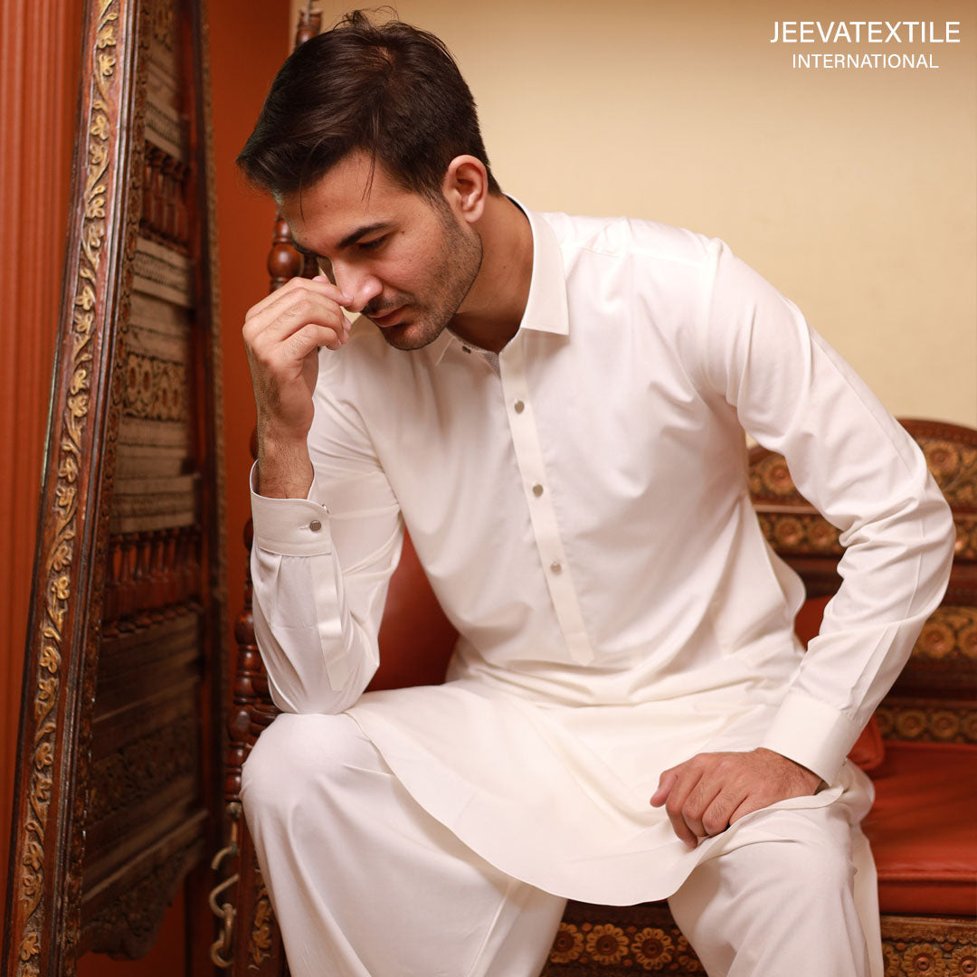 Kameez Shalwar - Milky White