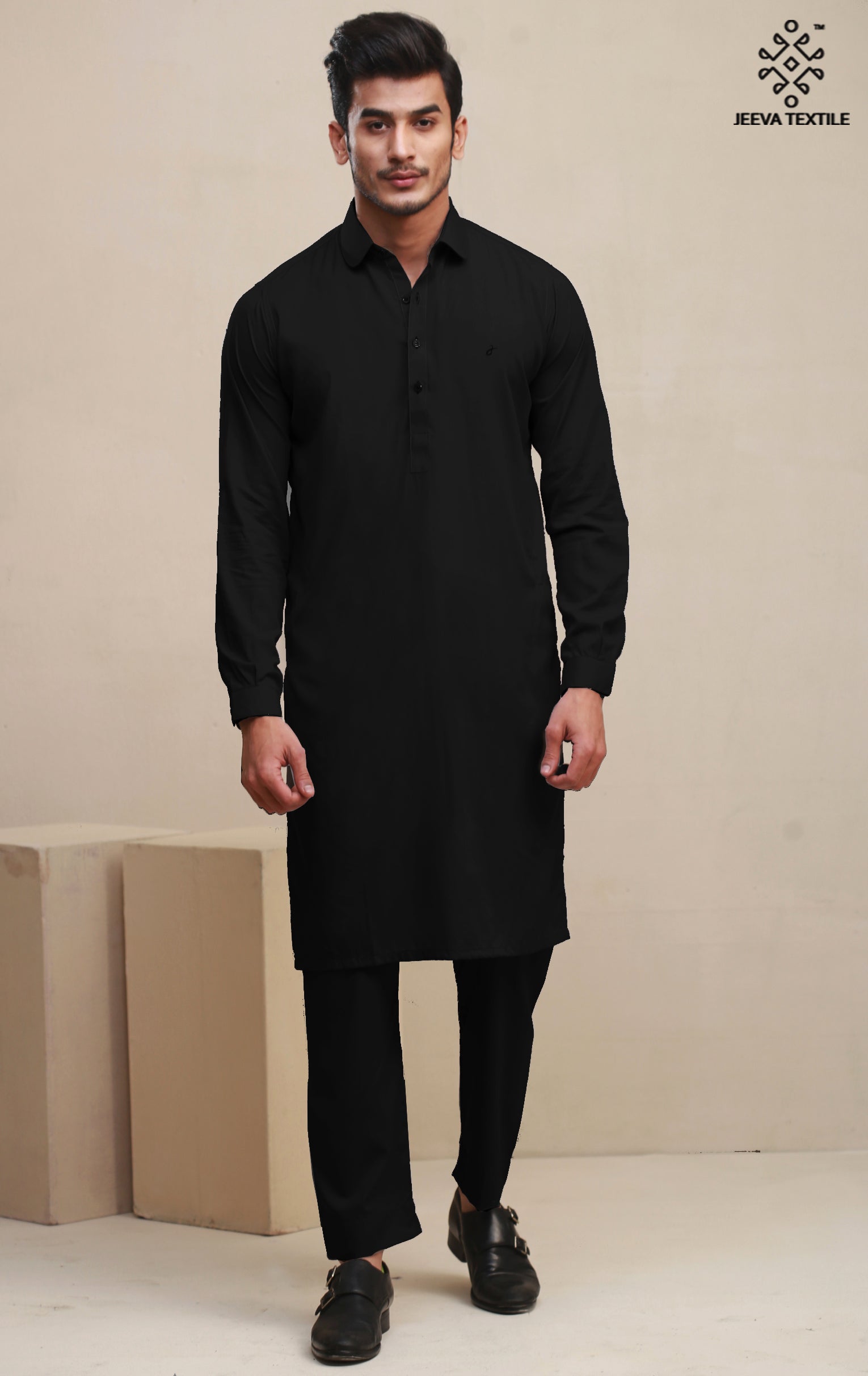 Kurta Trouser - Black Boski01