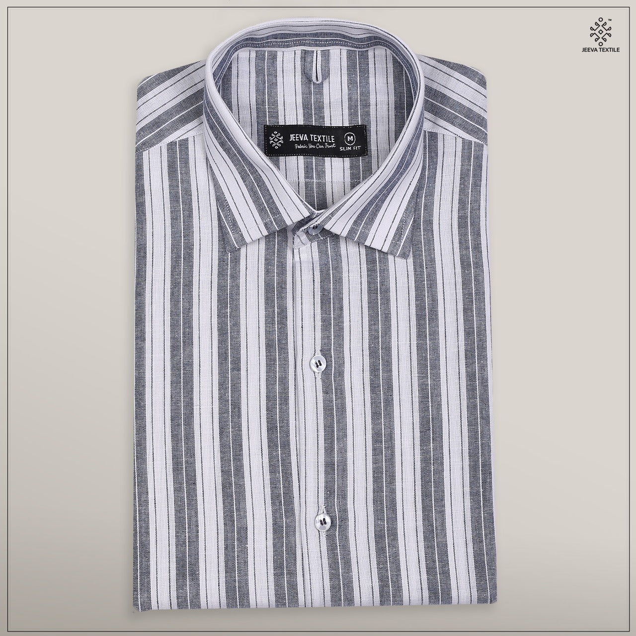 Stripe Grey & White - Linen Import Irish Cotton Shirt